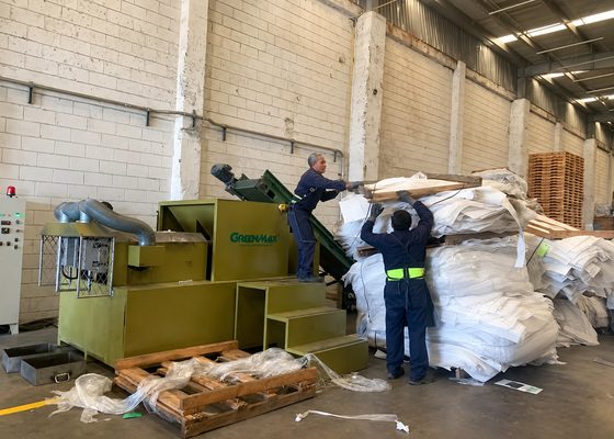 GREENMAX recycling equipment processing large volumes of EPE production waste